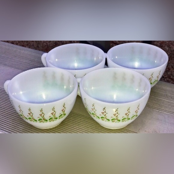 Vintage Mid Century Modern (set of 4) TERMO REY BRAZIL Milk Glass Pyrex Teacups - Picture 7 of 10